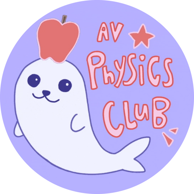 AVHS Physics Club logo: a seal balancing an apple on its head